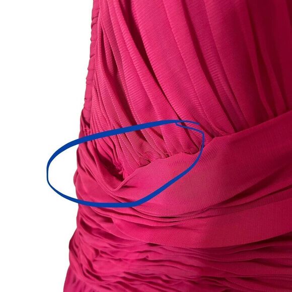 Amanda Wakeley Deep V Long Maxi Dress Pink Gown Women’s Size L Flawed - Picture 11 of 13